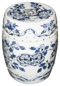 A Chinese blue and white porcelain garden seat