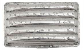 A late 19th century Dutch .833 silver five division cigar case