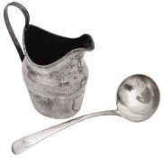George III cream jug and sauce ladle