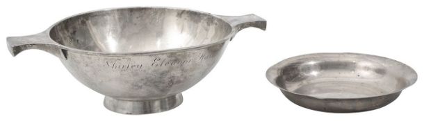 A George V Scottish silver quaich and a pin dish