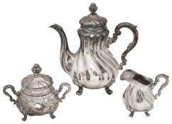 A German .830 silver three piece coffee service