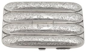 A late Victorian silver four division cigar case