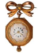A lady's 18K gold open faced fob watch