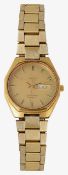 A gentleman's Omega Seamaster quartz gold plated wristwatch