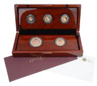 United Kingdom. Royal Mint Elizabeth II 2017 gold proof five-coin Sovereign set