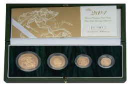 Royal Mint, Elizabeth II 2004 gold proof four-coin Sovereign set.