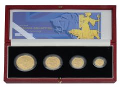 Royal Mint Elizabeth II 2001 gold proof four coin Britannia set