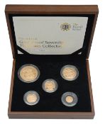 Royal Mint Elizabeth II 2010 gold proof five-coin Sovereign Collection