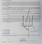 Michael Jackson signed 30th Anniversary Concert contract dated August 17th 2001, also signed by
