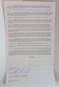 Liza Minnelli four signed Contracts dated August 6 2001 for her performance at Michael Jackson
