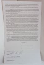Liza Minnelli four signed Contracts dated August 6 2001 for her performance at Michael Jackson