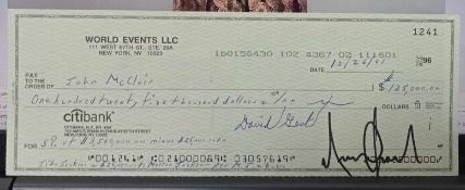 Michael Jackson signed cheque No 1241 to John McClain dated 10/26/01 with photograph