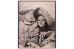 Jennifer Jones & Jospeh Cotten signed and framed photograph with Frances Dee and Joel McCrea