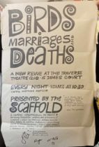 Birds Marriages And Deaths 1964 poster for The Traverse Theatre Club Edinburgh by The Scaffold