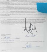 Michael Jackson signed Contract dated August 21st 2001 for Tamia Hill signed on reverse by Michael
