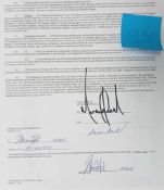 Michael Jackson signed Contract dated August 21st 2001 for Tamia Hill and signed by her. Contract is