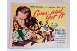 Come and Get It (United Artists 1936) two lobby cards 11”x14” film starring Edward Arnold, Joel