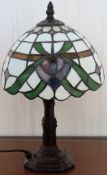 Tiffany style decorative table lamp with shade. Approx. 33cm H Reasonable used condition, not tested