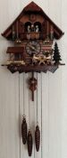 Anton Schneider vintage decorative cuckoo clock with weights. Approx. 31cm H x 26cm W x 19cm D