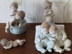 Four various Lladro glazed ceramic figures reasonable used condition