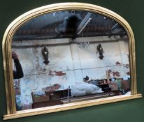 20th century gilded over mantle mirror. Approx. 82 x 113cm