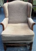 Early 20th century carved oak framed upholstered armchair. Approx. 92 x 72 x 70cms used with