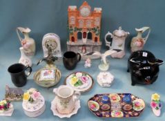 Mixed lot of sundry ceramics including staffordshire flatback figure, crown staffordshire double