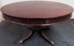 19th century mahogany circular tilt top breakfast table on quadrofoil supportS