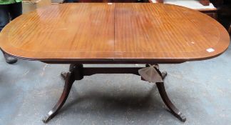 20th century unglazed mahogany dining table. Approx. 76cm H x 154cm W x 89cm D Used condition,
