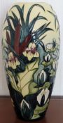 Large Moorcroft tubelined floral decorated ceramic vase depicting water Lillies. Approx. 36.5cm H
