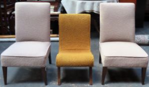 Three various 20th century upholstered low seated nursing chairs all reasonable used condition minor