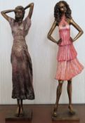 Pair of vintage "Elegance" composition figures. Approx. 45.5cm H Both appear in reasonable used