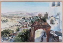 E. Chiverton framed watercolour - Philip V's Arch, Ronda, Spain 27 x 39cm Appears in reasonable used