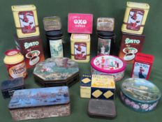 Various vintage storage tins, Inc. Oxo, Quality St, Sunlight Soap, Bovril, Bisto, etc all used
