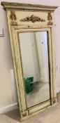 20th century large carved and bevelled decorative hall mirror. Approx. 136 x 66cm