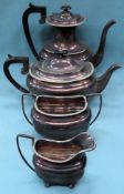 Silver plated four piece teaset All in used condition, unchecked