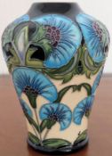 20th century small Moorcroft tube lined floral decorated ceramic vase by Rachel Bishop