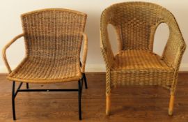 Two decorative wicker armchairs Both in reasonable used condition