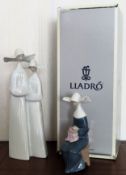 Boxed Lladro 'Nuns', plus smaller similar Lladro figure group