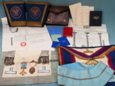 Masonic Regalia mainly relating to Jopa Lodge including certificates, sash, silver gilt jewel,