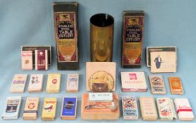 Sundry lot including cigarette packets (some with cigarettes), compact, trench art vase, cutlery etc