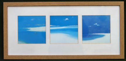 Framed set of three seascape pictures. Each Approx. 15.5cms x 16cms reasonable used condition