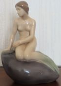 Royal Copenhagen glazed ceramic figure - The Little Mermaid. Approx. 21.5cm H Reasonable used