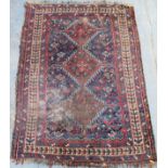 Decorative Middle Eastern style floor rug. Approx. 162cms x 119cms used with wear, needs cleaning,