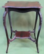 Early 20th century two tier carved mahogany parlour table. Approx. 59 x 52 x 52 Reasonable used