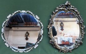 Art Deco bevelled circular wall mirror, plus gilded wall mirror both used minor chips on gilded
