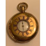 DOUBLE GOLD PLATED WALTHAM USA HALF HUNTER POCKET WATCH, STAMPED 12149777 IN WORKING ORDER, MINOR