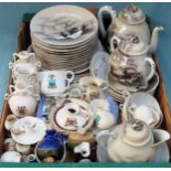 Mixed lot of ceramics Inc. Oriental eggshell tea set, crested ware, etc all used and unchecked