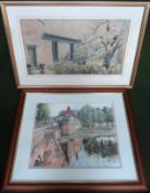 Framed 20th century watercolour depicting Thingwall Cottage, plus another framed watercolour