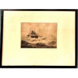 JOSEPH COOK, MONOCHROME LITHOGRAPH, 'TRAWLER IN HEAVY SEAS', SIGNED LOWER RIGHT, APPROX 17 x 24cm